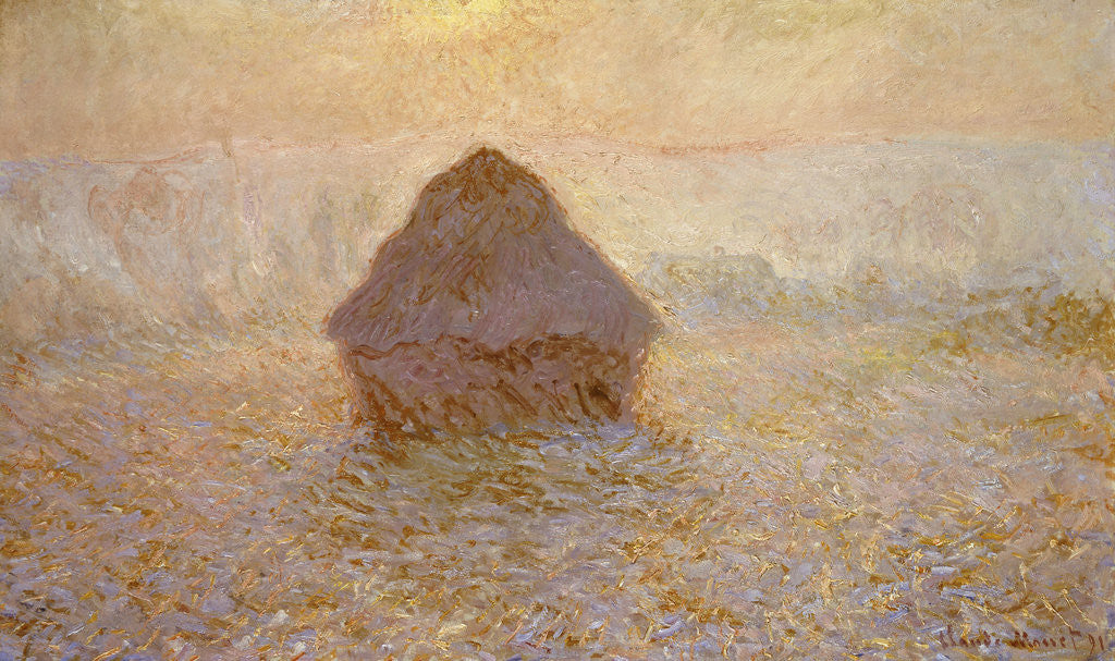 Detail of Haystacks, Sun on the Mist by Claude Monet