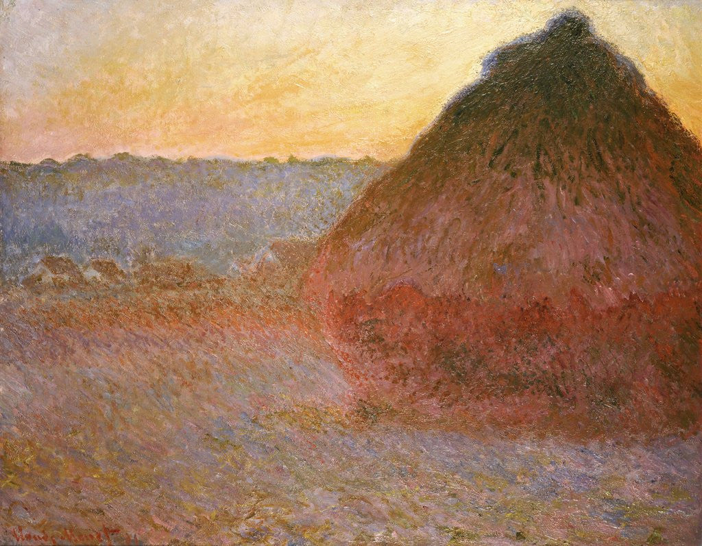 Detail of Haystacks, Pink and Blue Impressions by Claude Monet