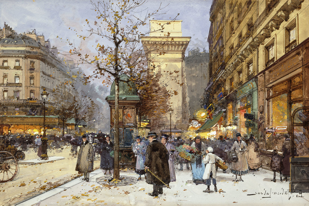 Detail of Figures on Le Boulevard St. Denis at Twilight by Eugene Galien-Laloue
