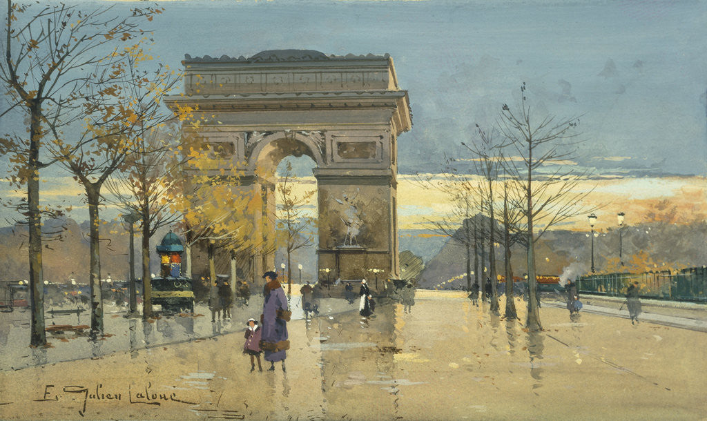 Detail of Arc de Triumphe by Eugene Galien-Laloue