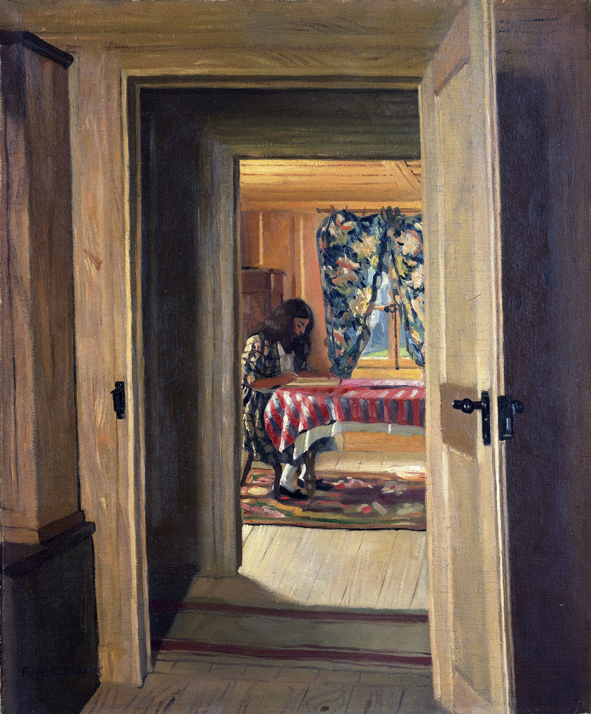 Detail of Interior with a Young Girl Writing by Felix Vallotton