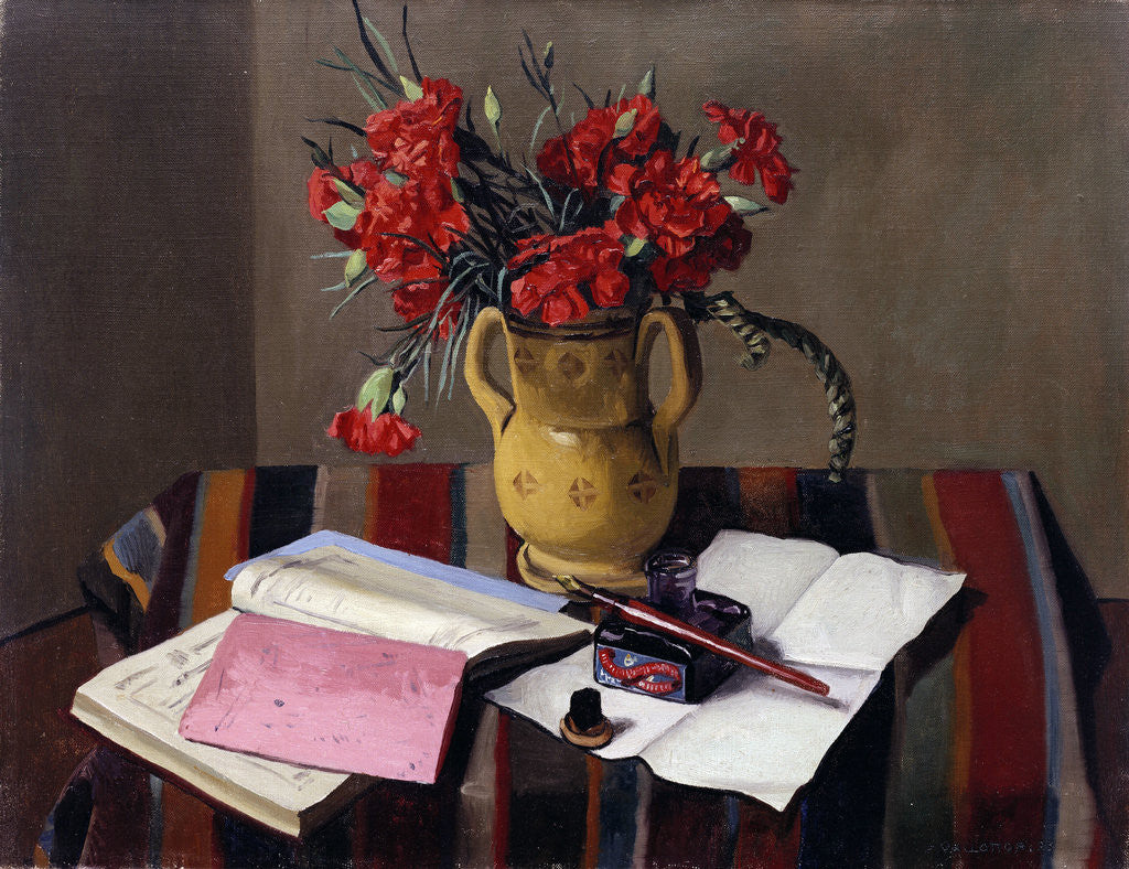 Detail of Carnations and Account Books by Felix Vallotton
