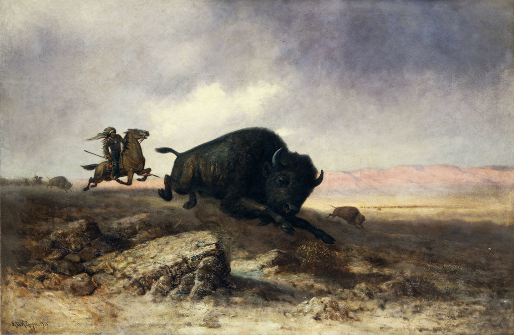 Detail of Buffalo Hunt by Astley David Middleton Cooper