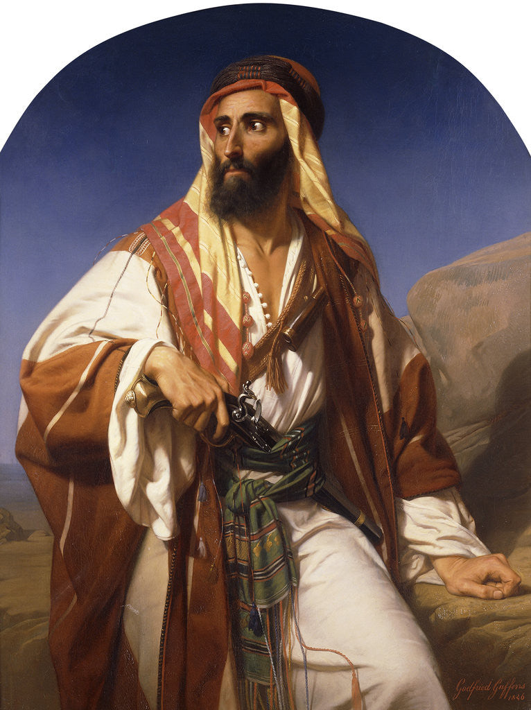 Detail of A Bedouin Chieftain by Godfried Guffens