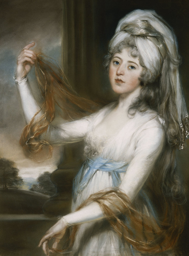 Detail of Portrait of Sarah, Wife of Walker King, Bishop of Rochester by John Russell