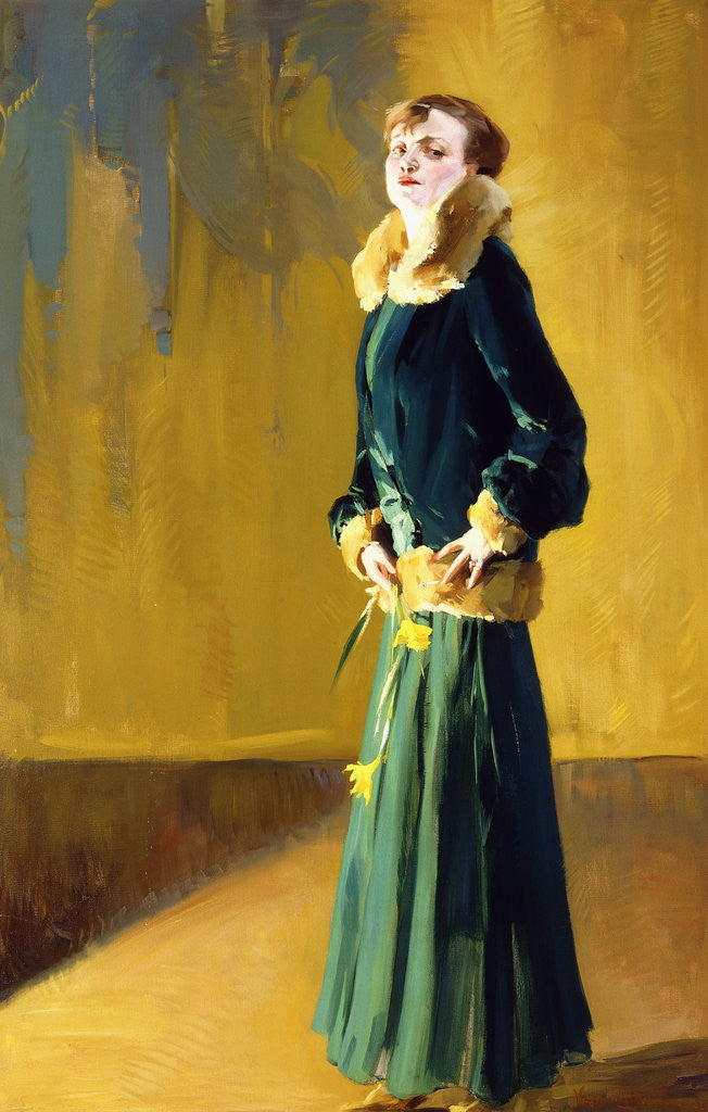 Detail of Lady in Green by Virgilio Costantini