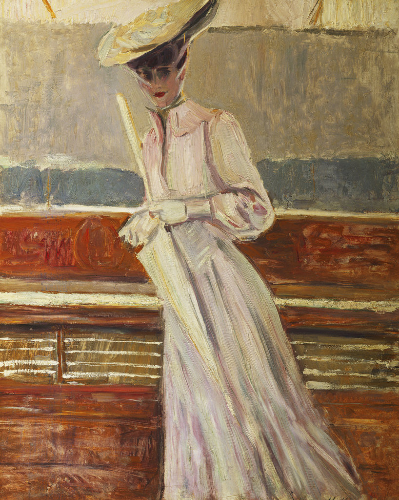 Detail of Madame Helleu on the Yacht Etoile by Paul Cesar Helleu