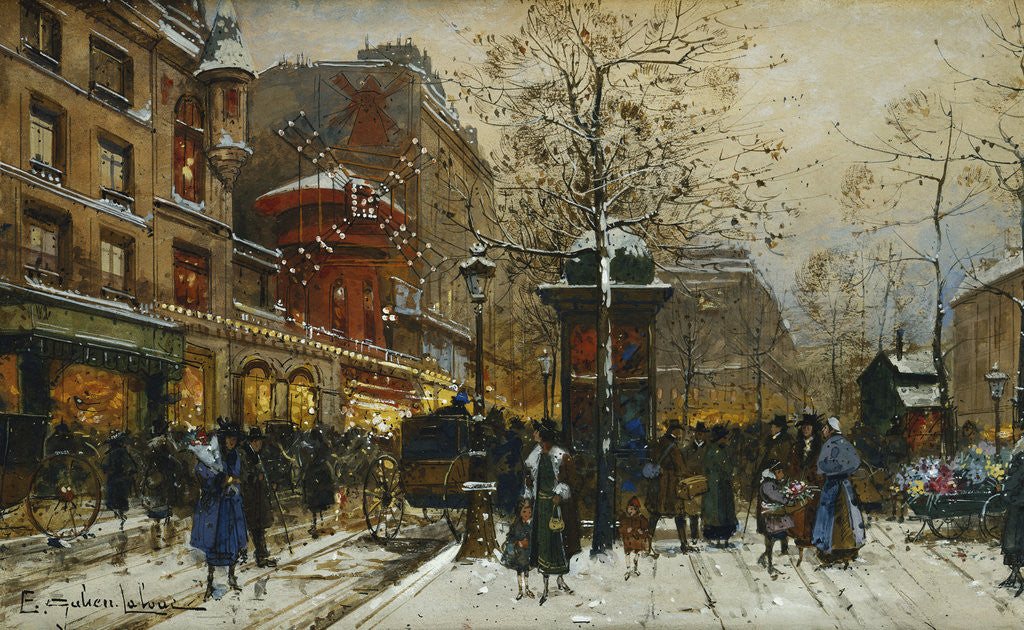 Detail of The Moulin Rouge, Paris by Eugene Galien-Laloue
