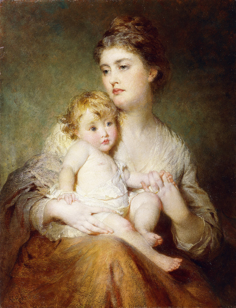 Detail of Portrait of the Duchess of St. Albans, with Her Son by George Elgar Hicks