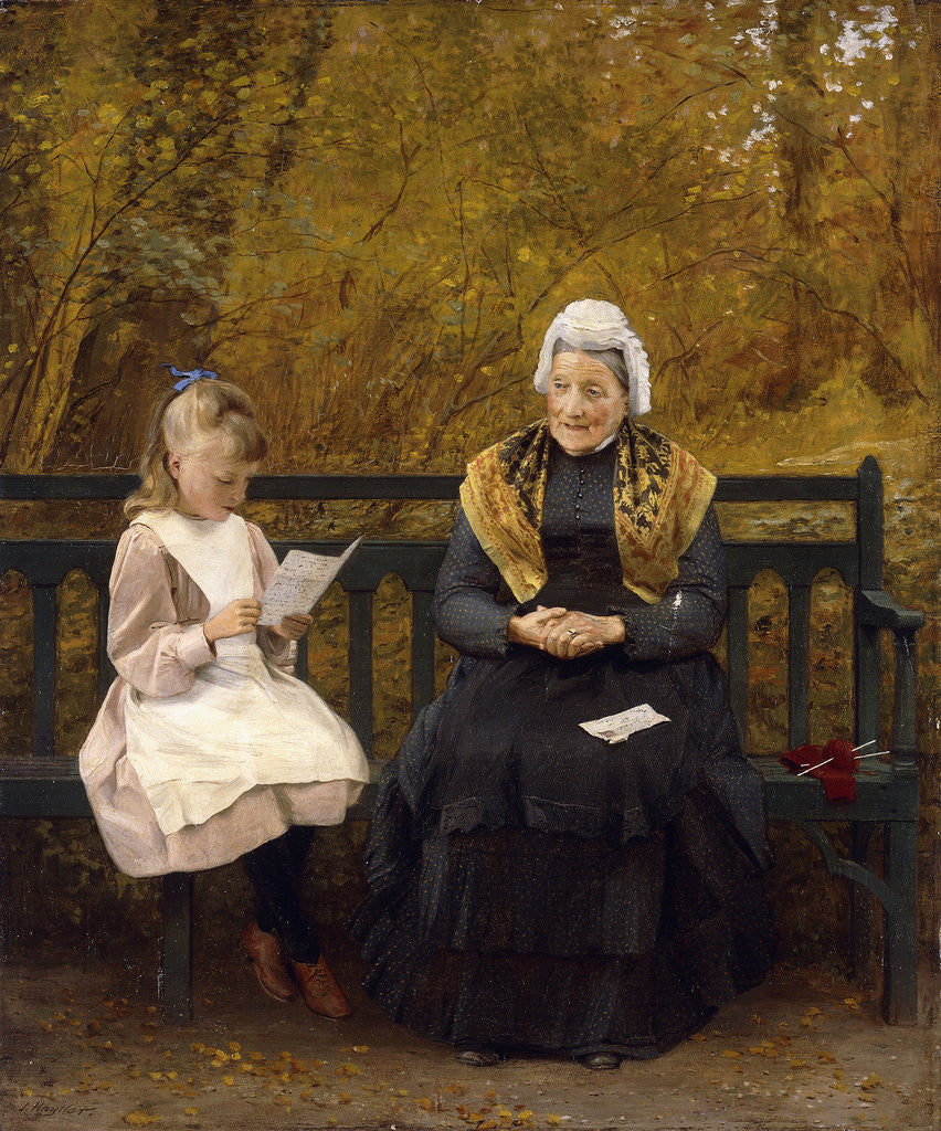 Detail of Reading for Grandmother by James Hayllar