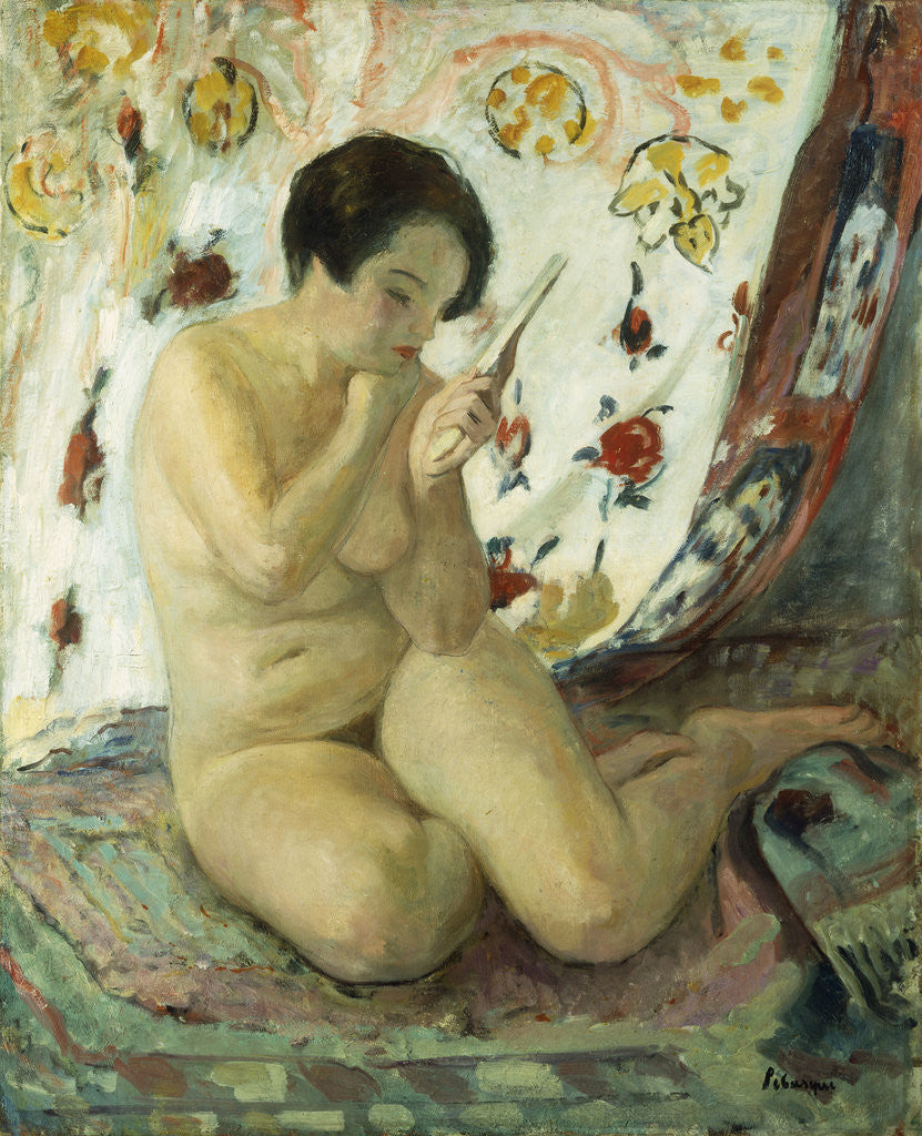 Detail of Seated Nude with a Mirror by Henri Lebasque