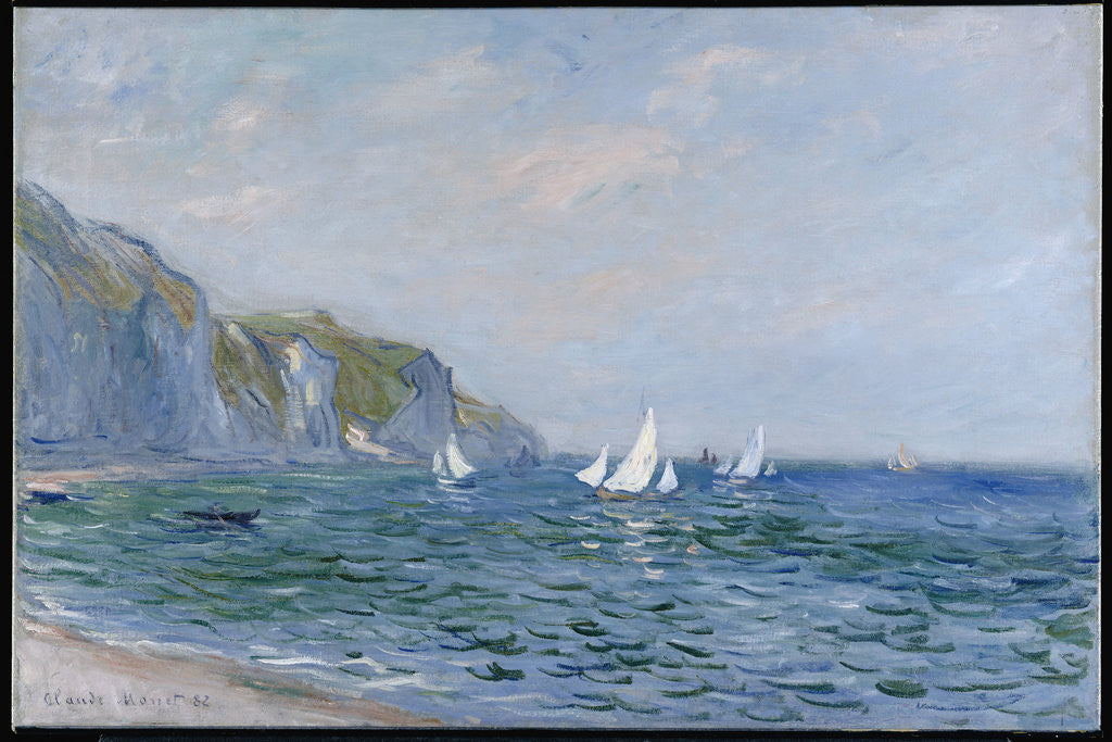 Detail of Cliffs and Sailboats at Pourville by Claude Monet