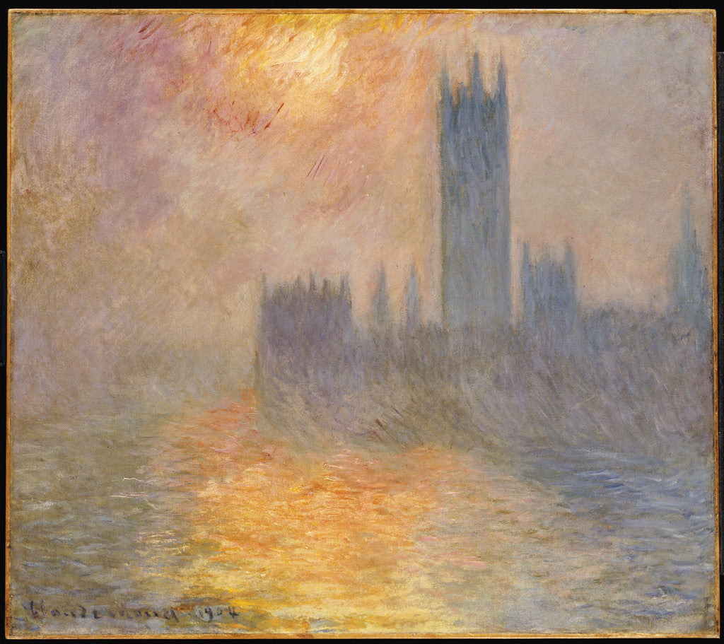 Detail of Parliament at Sunset by Claude Monet
