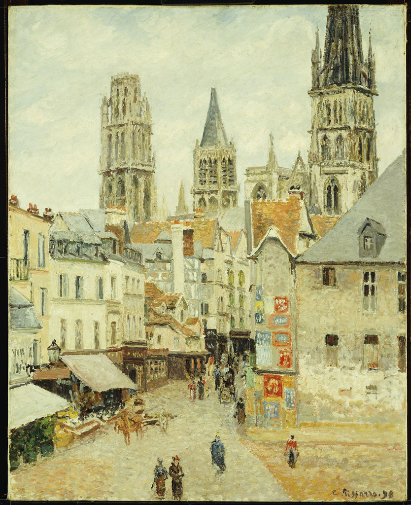 Detail of Rue de L'Epicerie in Rouen on a Gray Morning by Camillle Pissarro