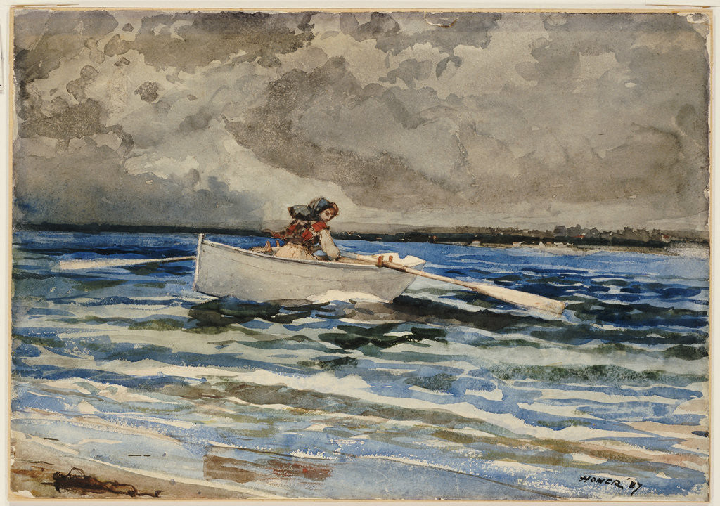 Detail of Rowing at Prout's Neck by Winslow Homer