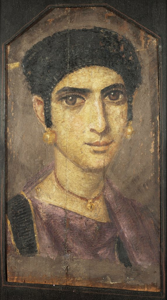Detail of Roman funerary portrait of a young woman by Anonymous