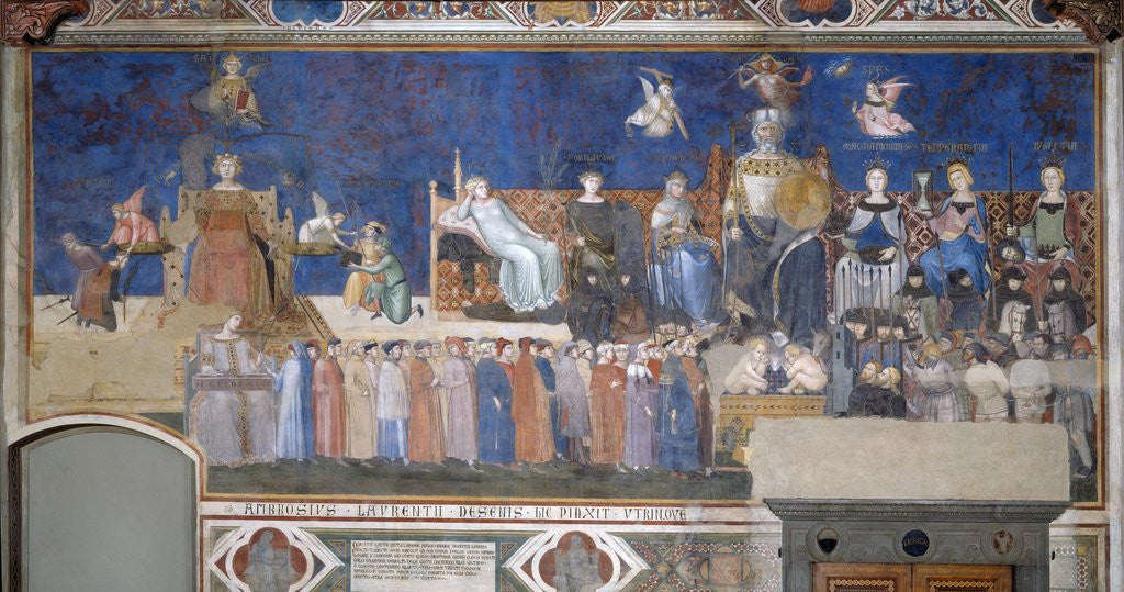 Detail of Allegory of Good and Bad Government: Good Government by Ambrogio Lorenzetti