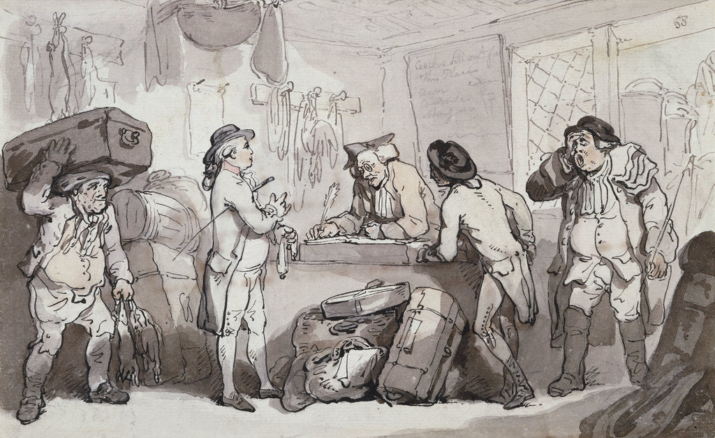 Detail of The Coach Booking Office by Thomas Rowlandson