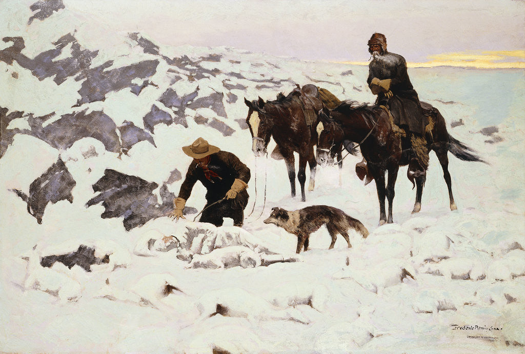 Detail of The Frozen Sheepherder by Frederic Remington