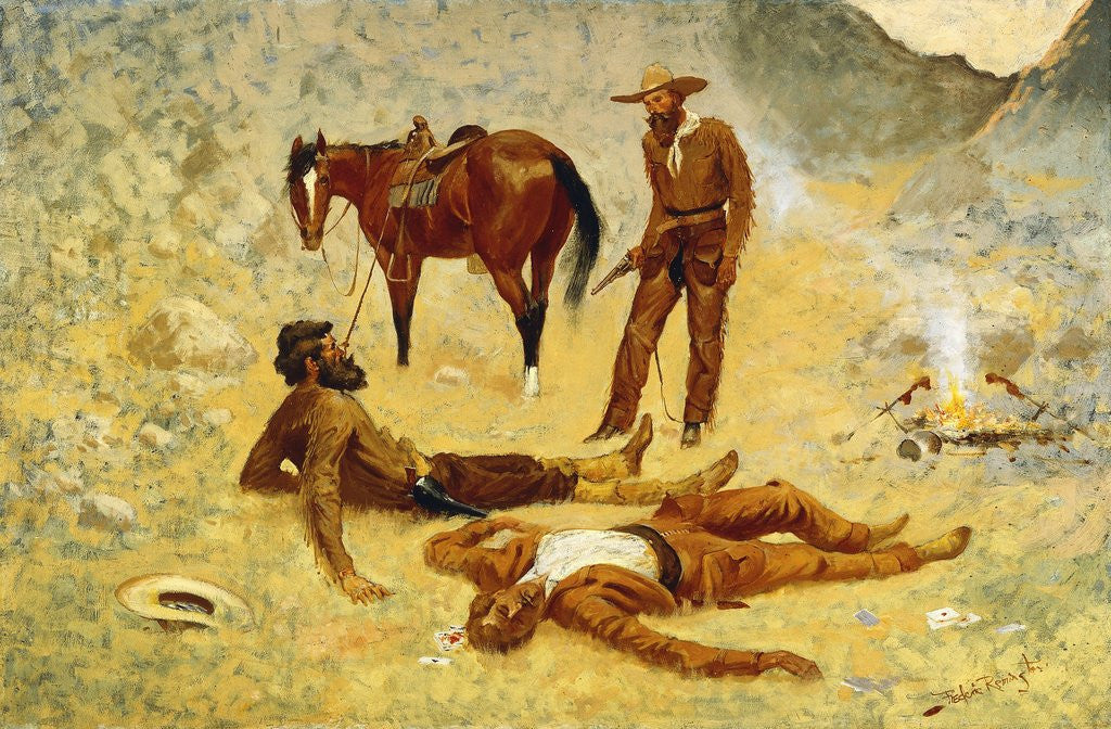 Detail of He Lay Where He Had Been Jerked, Still as a Log by Frederic Remington