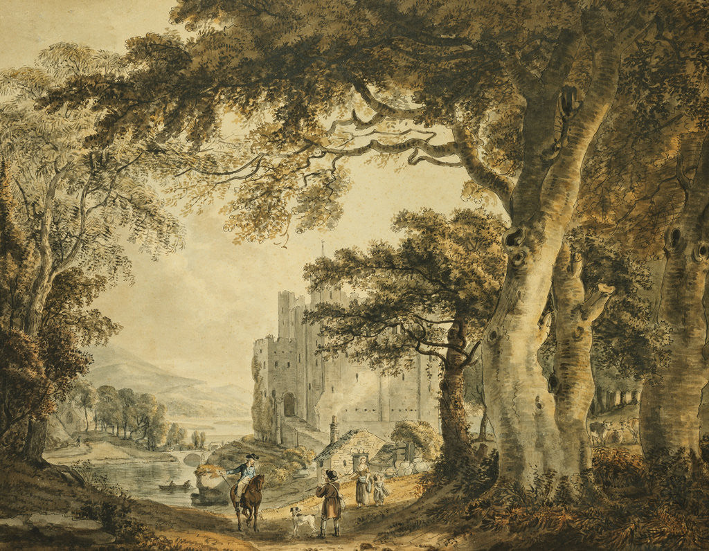 Detail of Figures on a Lane Before Rochester Castle by Paul Sandby