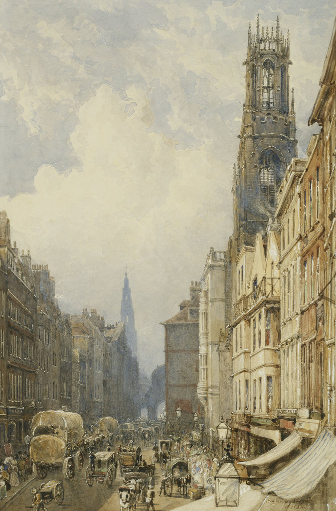 Detail of Fleet Street Looking up to Temple Bar with Old St. Dunstans, and St. Clement Danes by George Sidney Shepherd