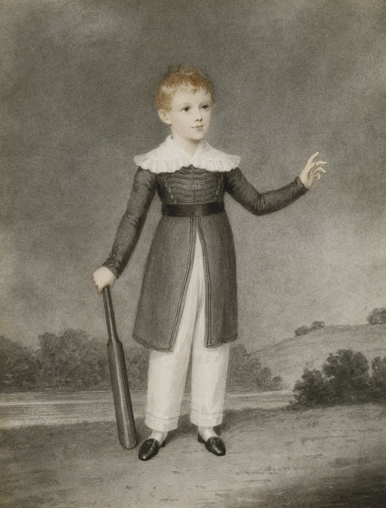 Detail of Portrait of Edward Currie Holding a Cricket Bat by Adam Buck