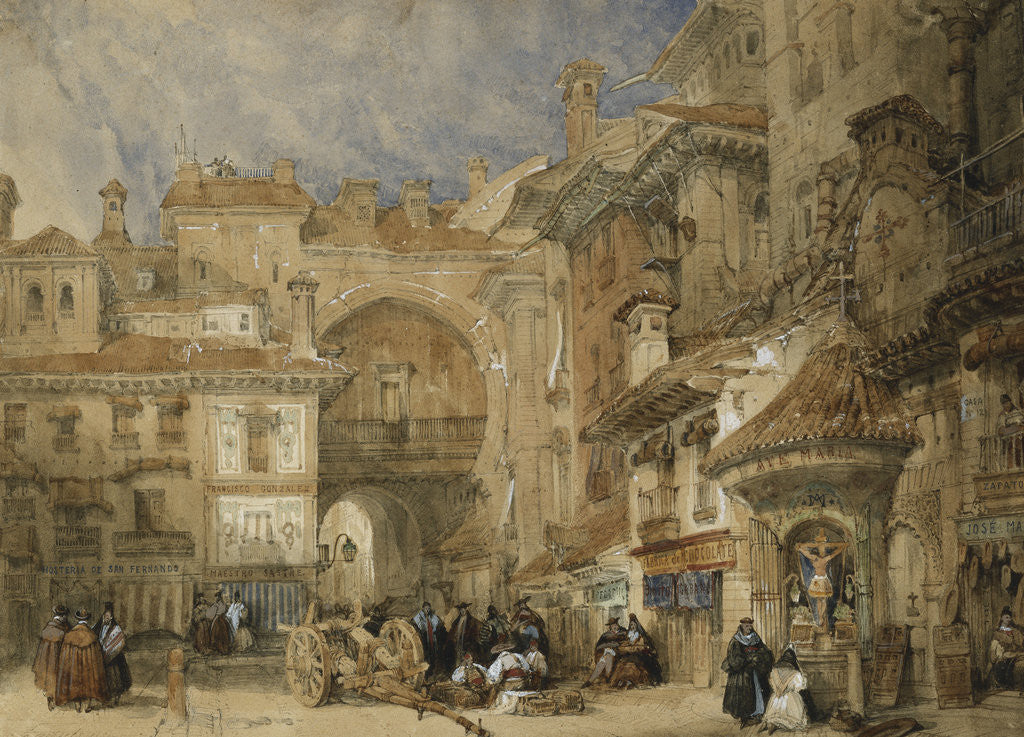Detail of The Gate of the Viva Rambla, Granada by David Roberts