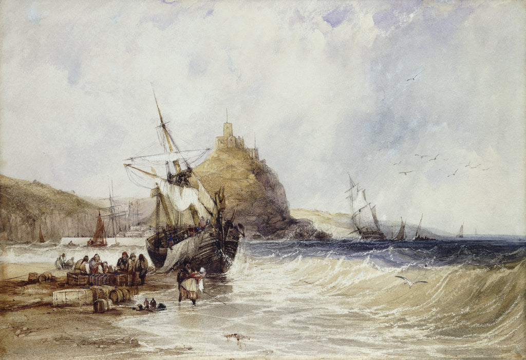 Detail of Unloading a Coaster Below St. Michael's Mount by Charles Bentley