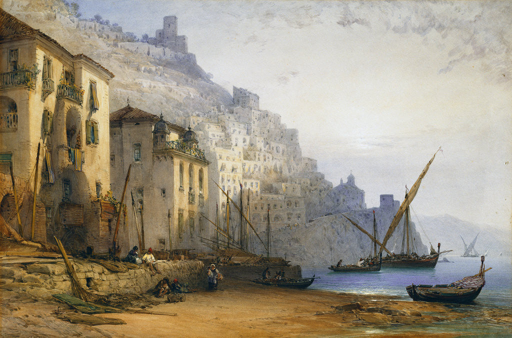 Detail of Amalfi from the Shore - A Summer's Morning by William Callow