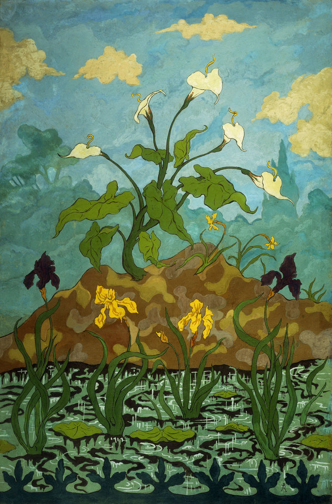 Detail of Lilies, Purple and Yellow Irises by Paul Ranson