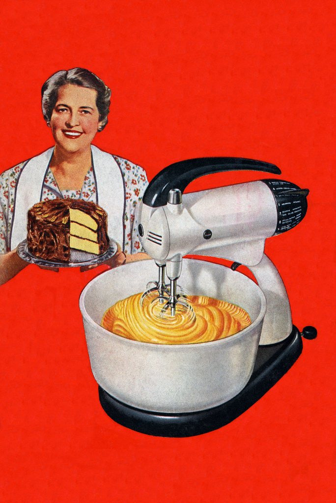 Detail of 1940s Housewife with a Cake and Stand Mixer by Anonymous