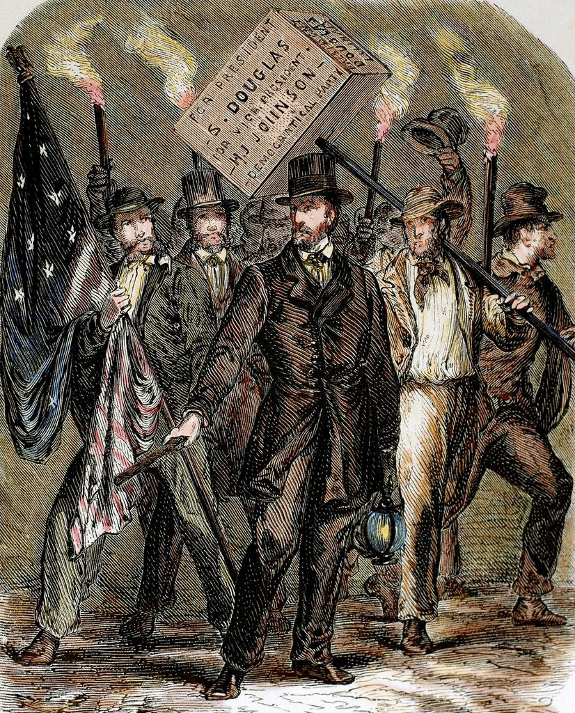 Detail of Supporters of Stephen Douglas, candidate of the Democratic Party by Corbis
