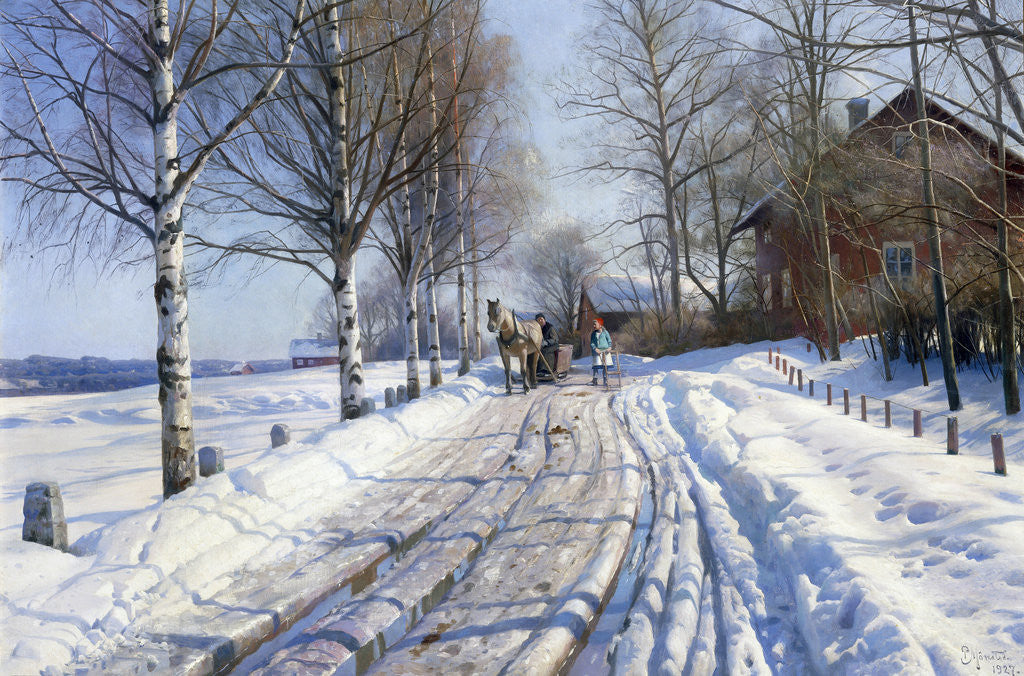 Detail of Winter Scene, Dalarne by Peder Monsted
