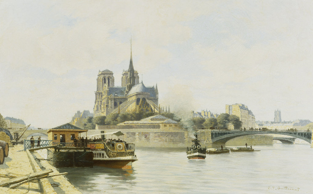 Detail of La Quai de la Tournelle, Paris by C.T Guillermot