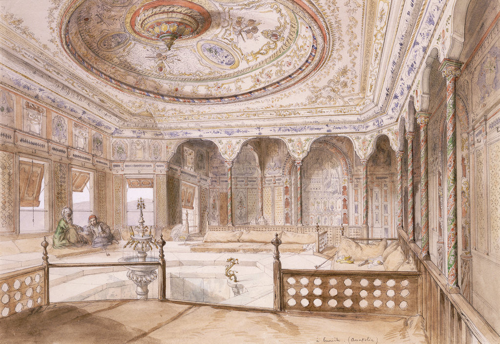 Detail of An Interior of a Palace at Uyne by Jules Joseph Augustin Laurens