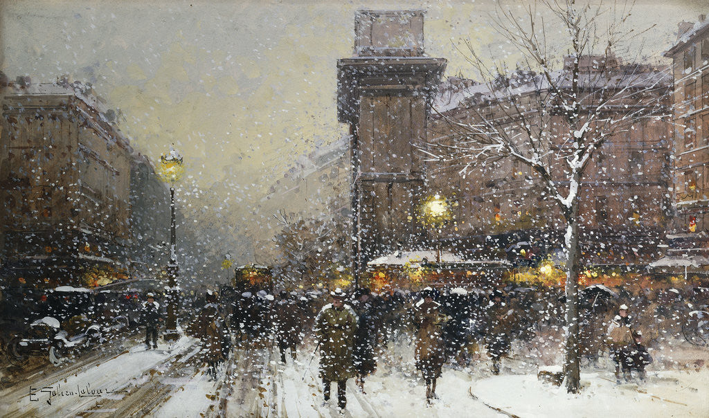 Detail of La Porte St. Martin, Paris by Eugene Galien-Laloue