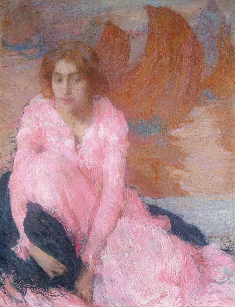 Detail of The Pink Dress by Edmond Francois Aman-Jean