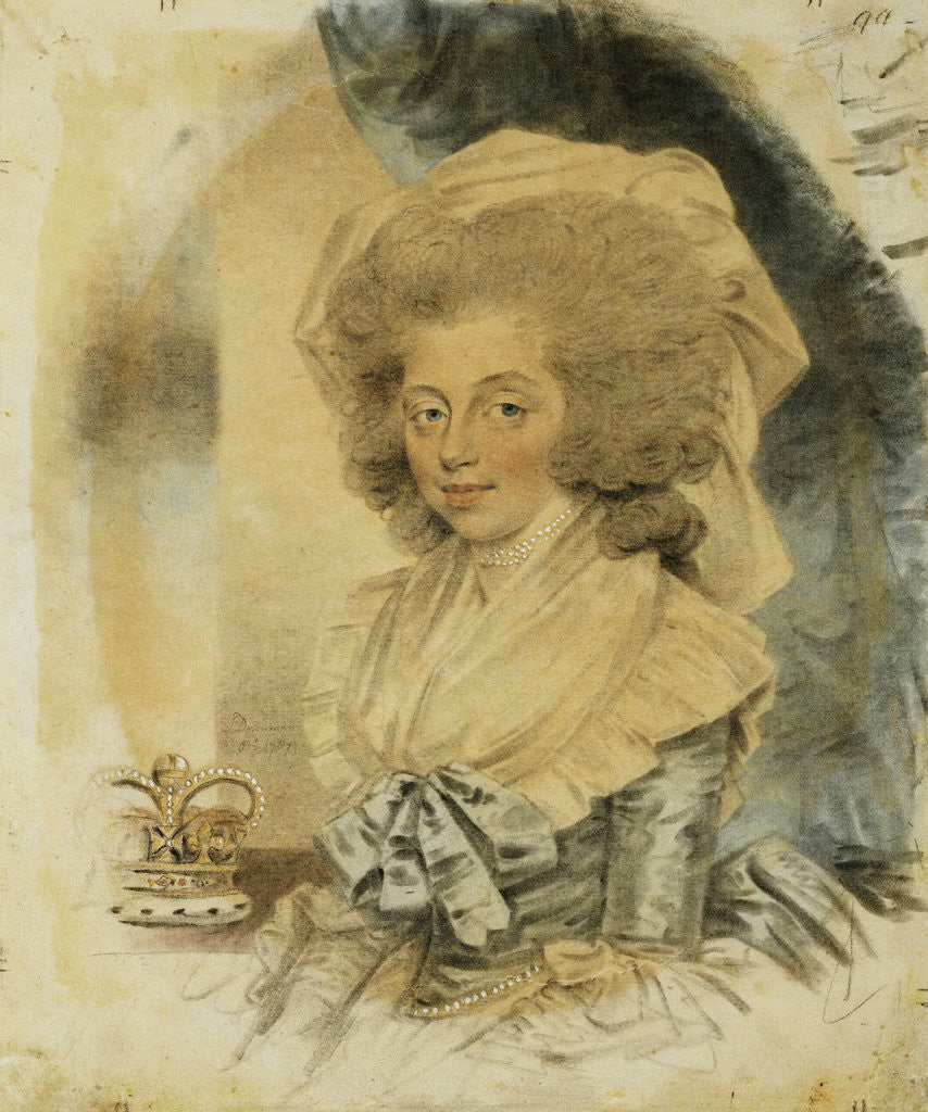 Detail of Portrait of Queen Charlotte by John Downman