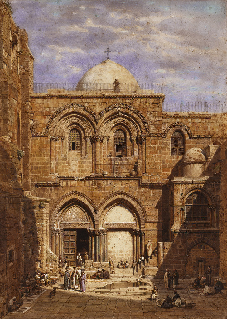 Entrance to the Church of the Holy Sepulchre, Jerusalem by Carl Friedrich Heinrich Werner