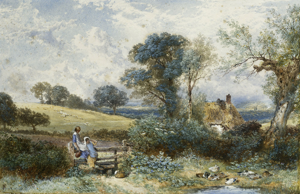 Detail of By the Duck Pond by Myles Birket Foster
