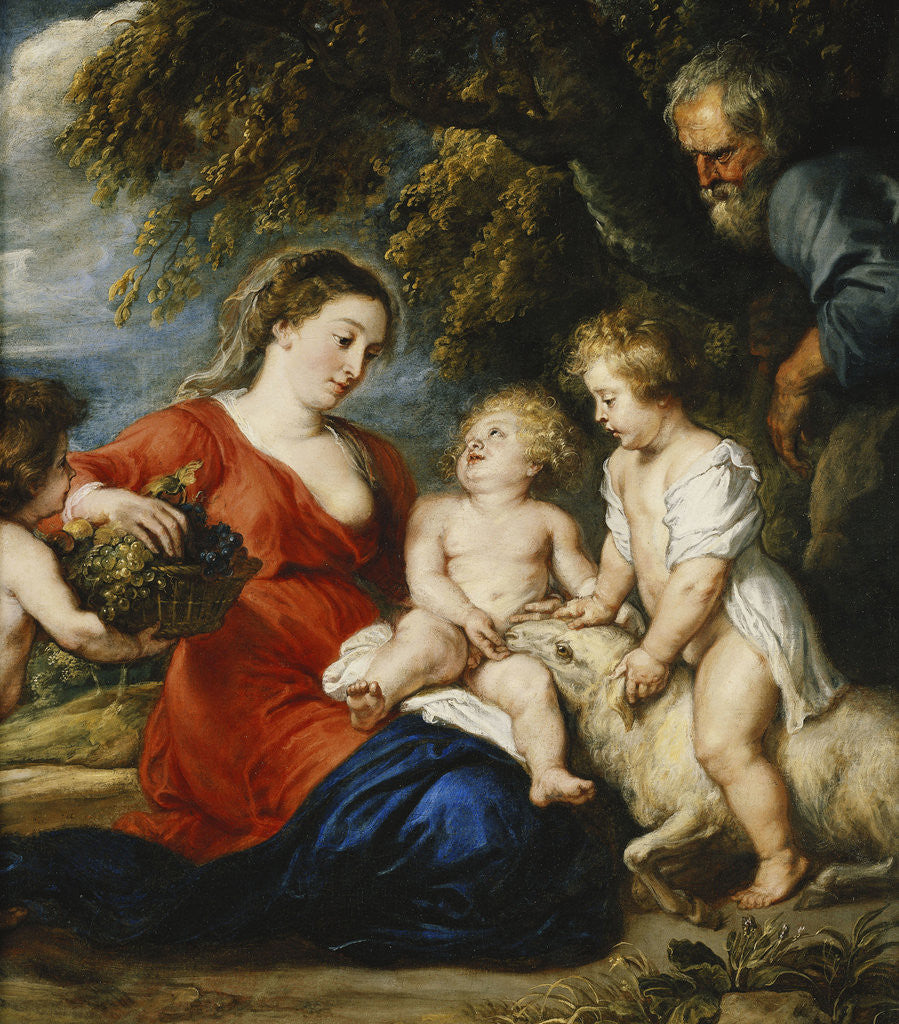 Detail of The Holy Family with the Infant Saint John the Baptist attributed to Peter Paul Rubens by Anonymous