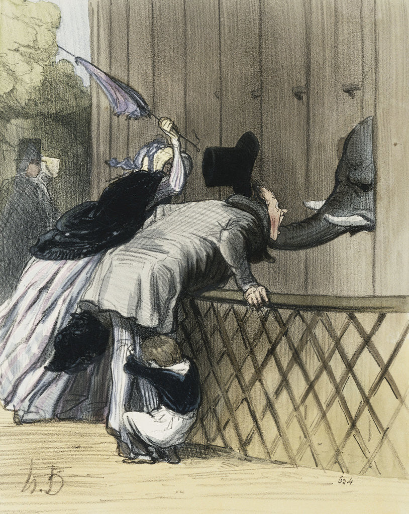 Detail of Visitors to Paris - A Fright in the Jardin des Plantes by Honore Daumier