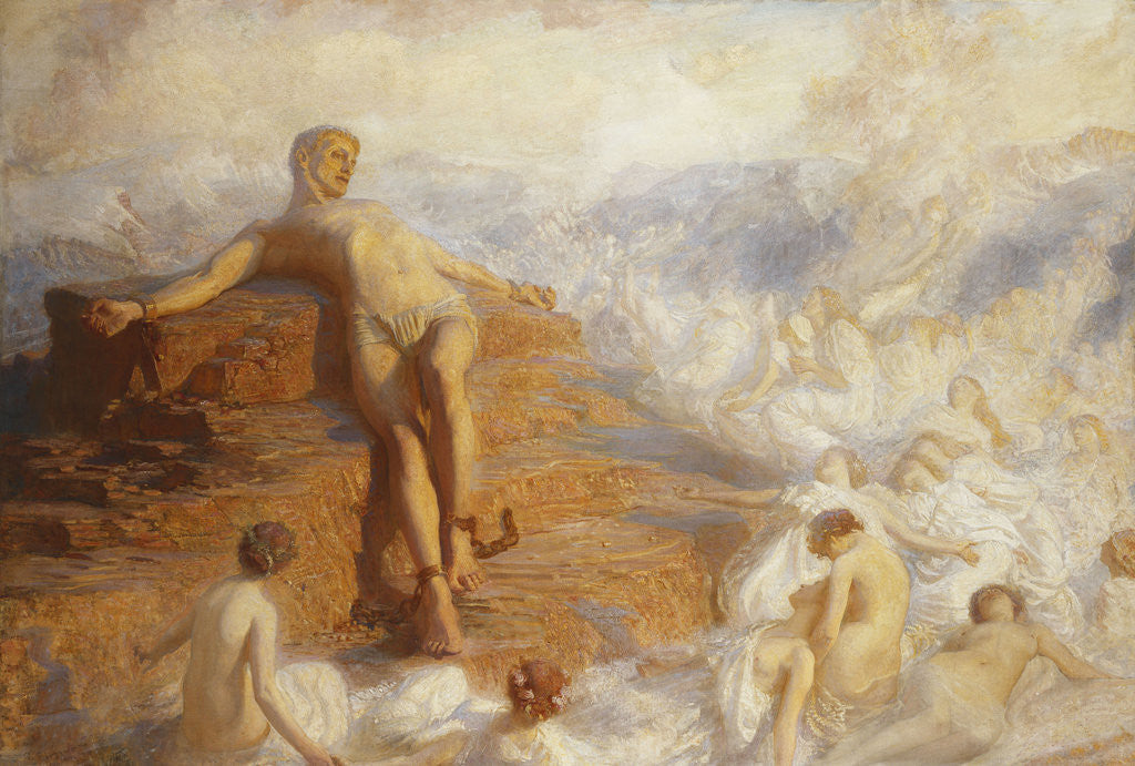 Detail of Prometheus Consoled by the Spirits of the Earth 'How Fair These Air-Borne Shapes! And Yet I Feel Most Vain All Hope But Love...' by George Spencer Watson