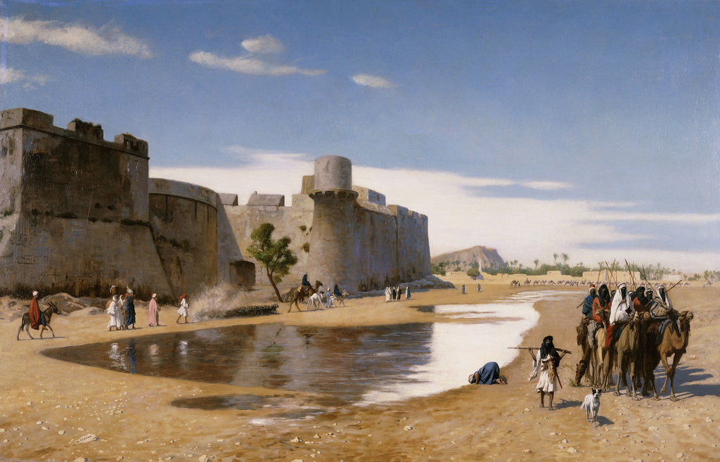 Detail of An Arab Caravan outside a Fortified Town by Jean-Leon Gerome