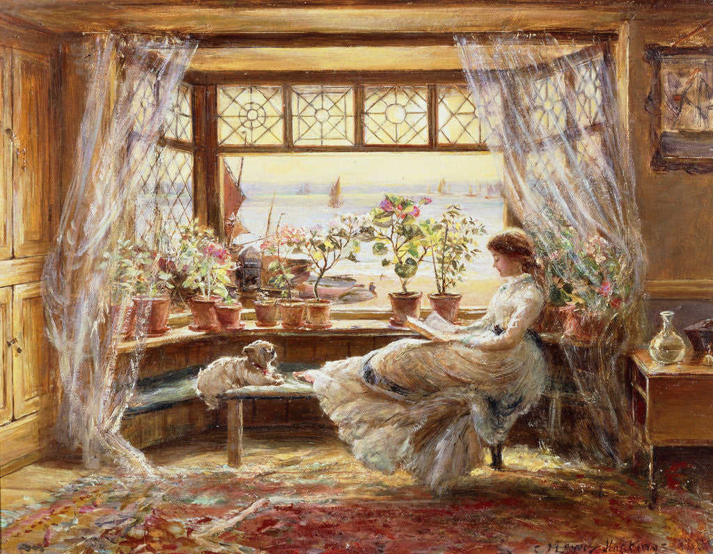 Detail of Reading by the Window, Hastings by Charles James Lewis