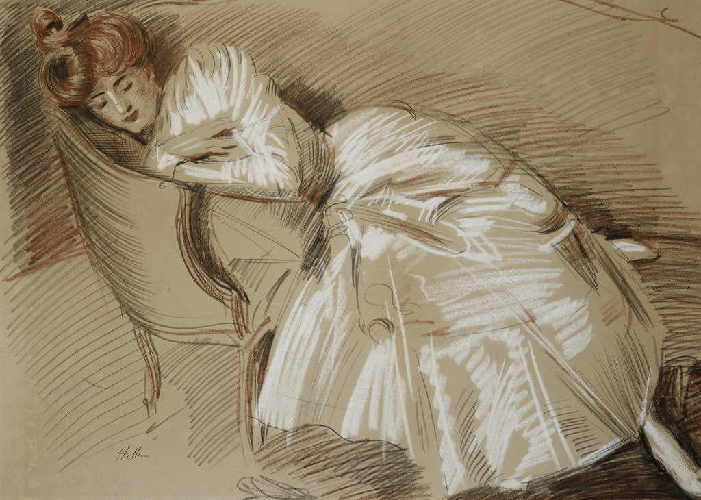 Detail of Madame Helleu Reclining on a Chaise-Longue by Paul Cesar Helleu