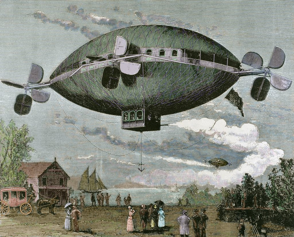 Detail of Aerostat. Engraving in 
