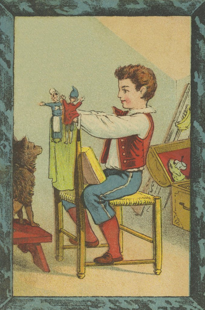 Detail of Boy with Hand Puppets by Anonymous