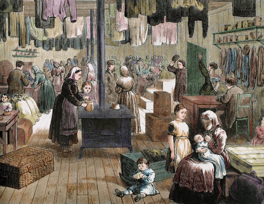 Detail of Inside view of a hut built by the mennonist settlers in Kansas by Anonymous